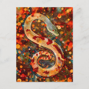Orm i Aborigine Dot Art Stil Vykort