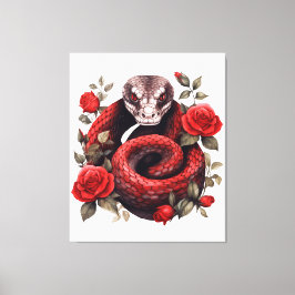 Orm Lindad I Rosor Canvastryck