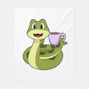 Orm med Kopp i kaffe Fleecefilt