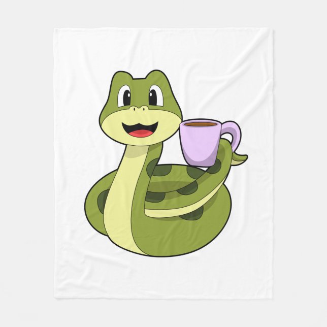 Orm med Kopp i kaffe Fleecefilt (Framsidan)