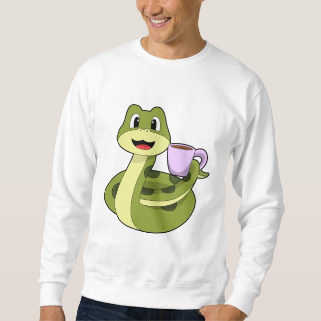Orm med Kopp i kaffe Lång Ärmad Tröja (Framsida)
