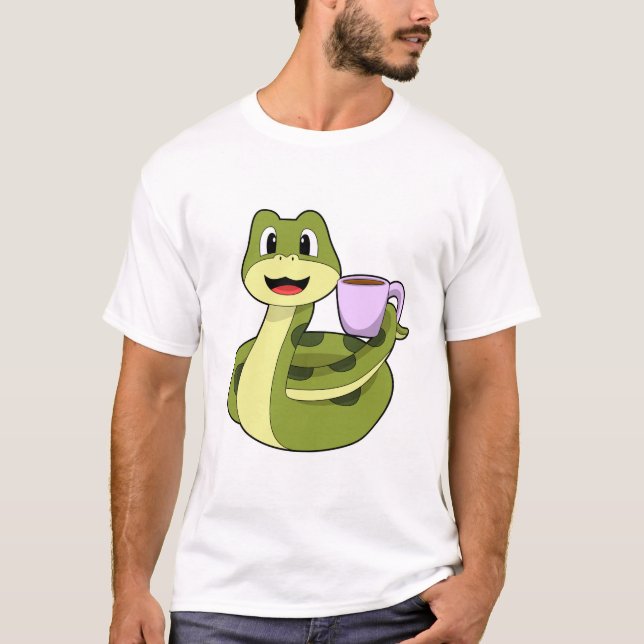Orm med Kopp i kaffe T Shirt (Framsida)
