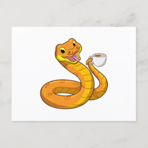 Orm med kopp kaffe vykort
