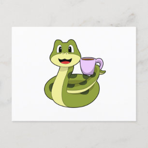 Orm med kopp kaffe vykort