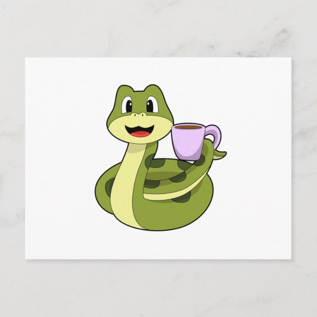 Orm med kopp kaffe vykort (Framsida)
