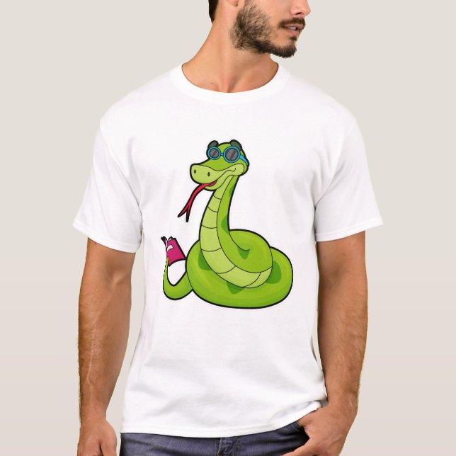 Orm med solglasögon & bok t shirt (Framsida)
