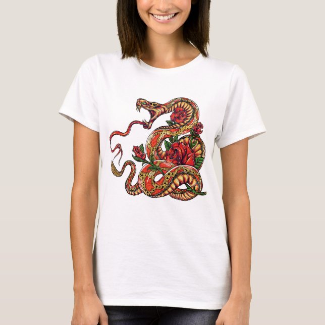 Orm med tatuering med ro t shirt (Framsida)