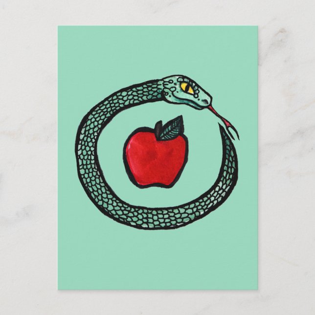 Orm och äpple vykort (Framsida)