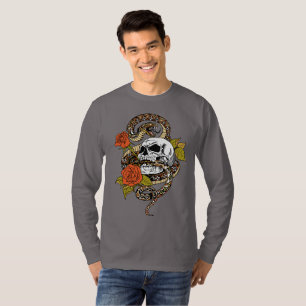 Orm, skalle och rosor t shirt