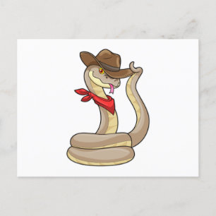 Orm som cowboy med halsduk vykort