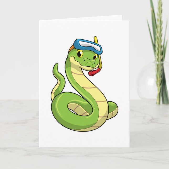 Orm som dykare med snorkel kort (Framsida)