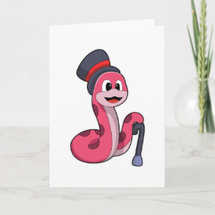Orm som gentleman med hatt och promenadkäpp kort