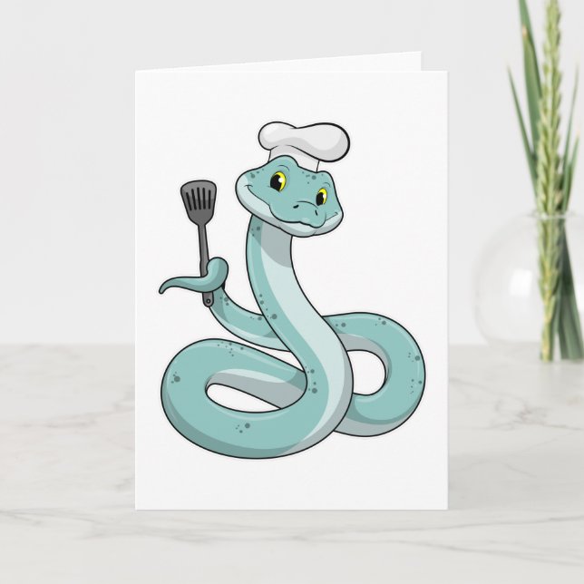 Orm som kock med kockmössa kort (Framsida)
