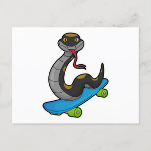 Orm som skateboardåkare vykort