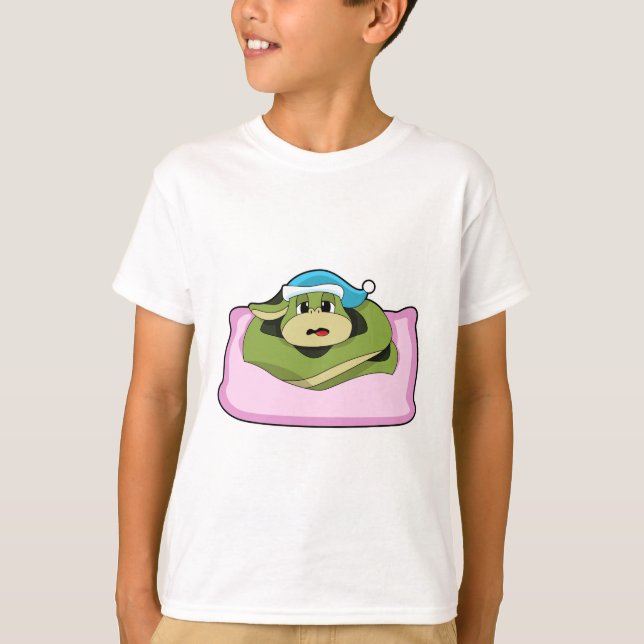 Orm vid sömnning med nightcap t shirt (Framsida)