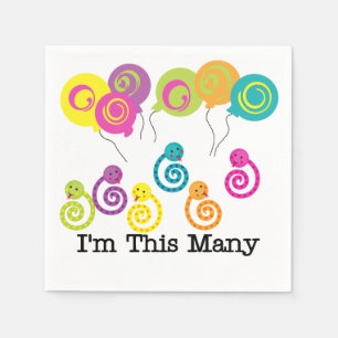 Ormar som jag är här många 6e-födelsedag Pappra bl Pappersservett