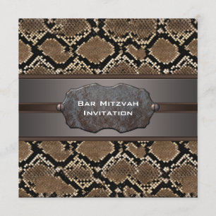 Ormbrownskin Brun och Svart Rustik Bar Mitzvah Inbjudningar