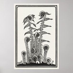 Ormbunkar av Julie de Graag Art Nouveau Poster