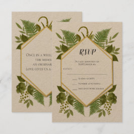 Ormbunkar och fauna Guld och grönska Bröllop RSVP Inbjudningar