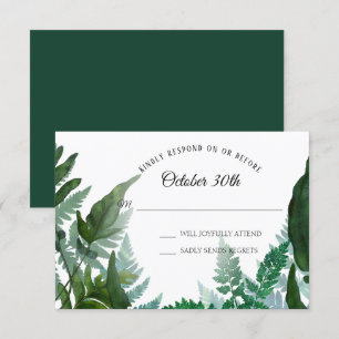 Ormbunkar Skog Lövverk Blad Grönska RSVP Bröllop Inbjudningar