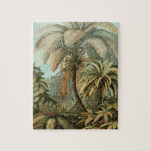 Ormbunks Palmträd Antik Botanisk Ormbunks Konst Pussel (Vertikal)