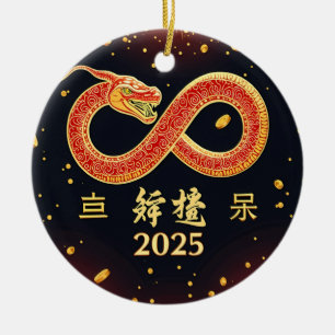 Ormens år 2025 Kinesiskt nyår Julgransprydnad Keramik