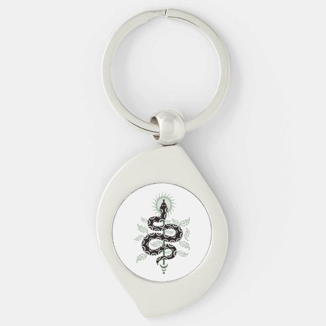 Ormens oas swirl silverfärgad nyckelring (Framsidan)