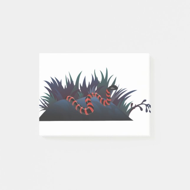 ormgräs röd svart reptil post-it block (Framsida)