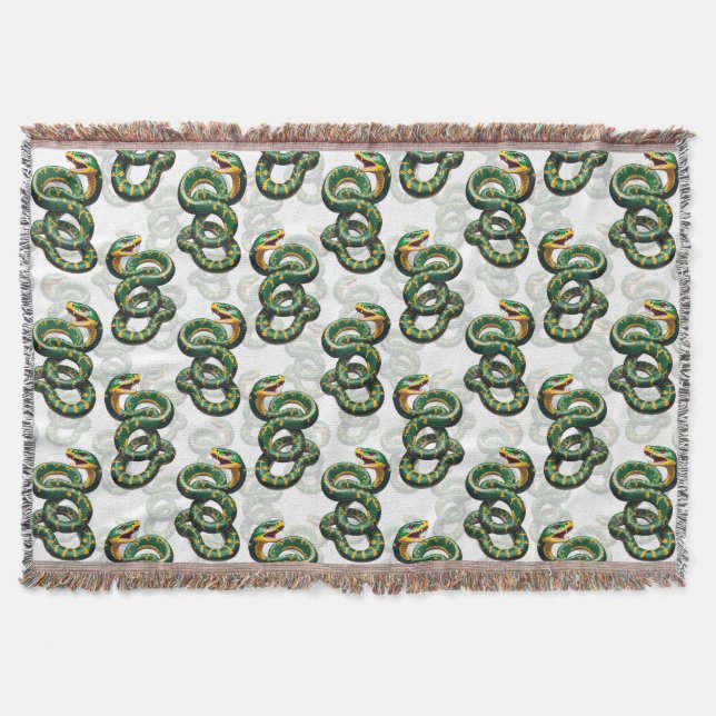 Ormmönsterdesign - Vit  Filt (Framsidan)