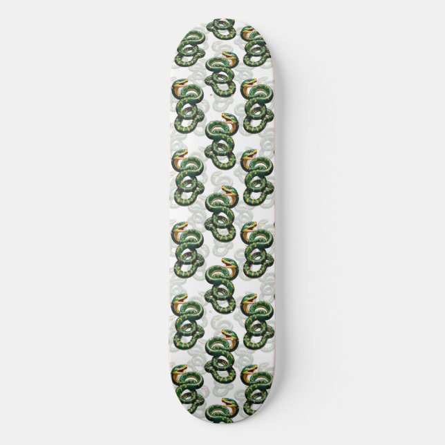 Ormmönsterdesign - Vit  Mini Skateboard Bräda 18,5 Cm (Framsida)