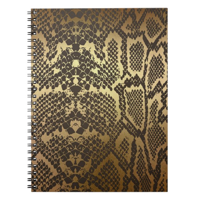 Ormmönstrad modern glamour guld anteckningsbok (Framsidan)