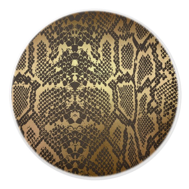 Ormmönstrad modern glamour guld knopp (Framsidan)