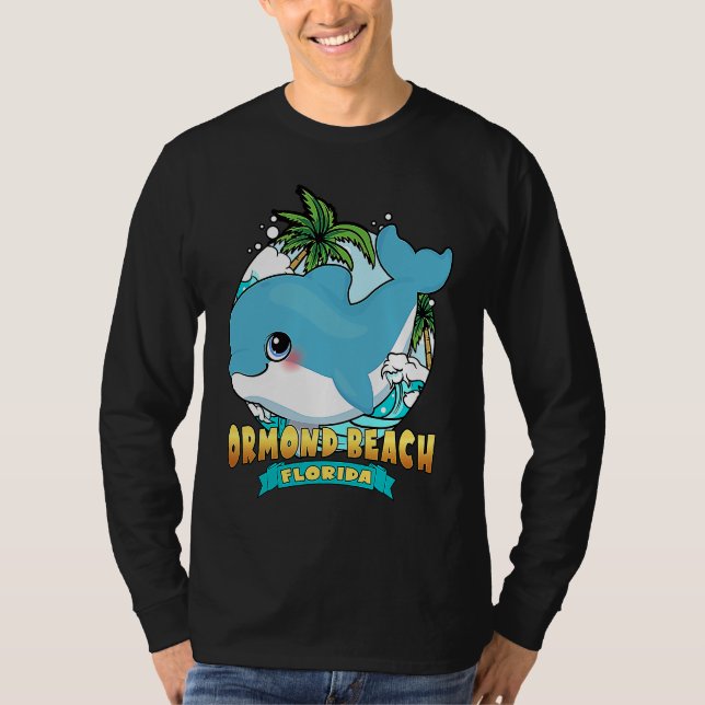 ORMOND BEACH FLORIDA Cute Baby Dolphin Souvenir T Shirt (Framsida)