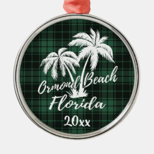 Ormond Beach Florida Handflatan Träd Grönt Play Julgransprydnad Metall