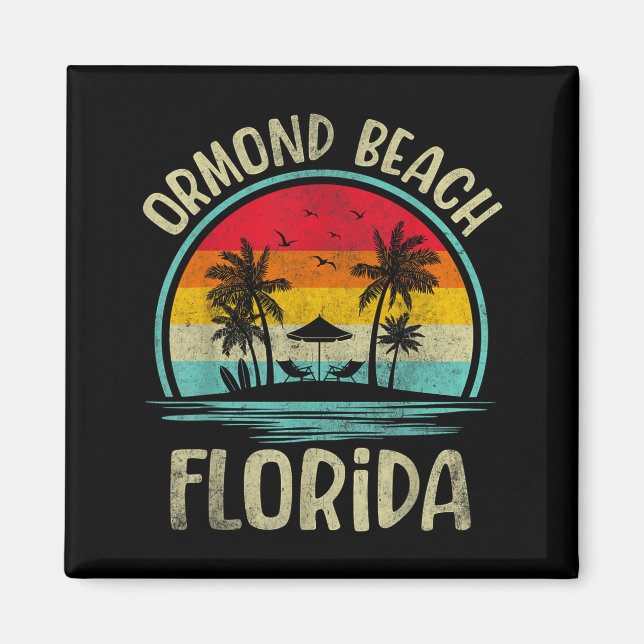 Ormond Beach Florida Palmlandskap Familjesommar Magnet (Framsidan)