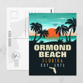 Ormond Beach Florida Retro Sunset Souvenir 60 s Vykort