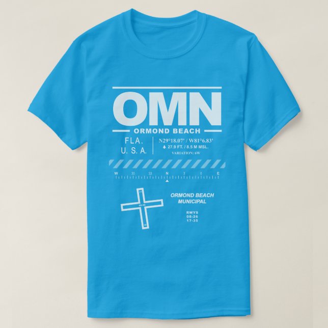 Ormond Beach Municipal Airport OMN T-Shirt (Design framsida)