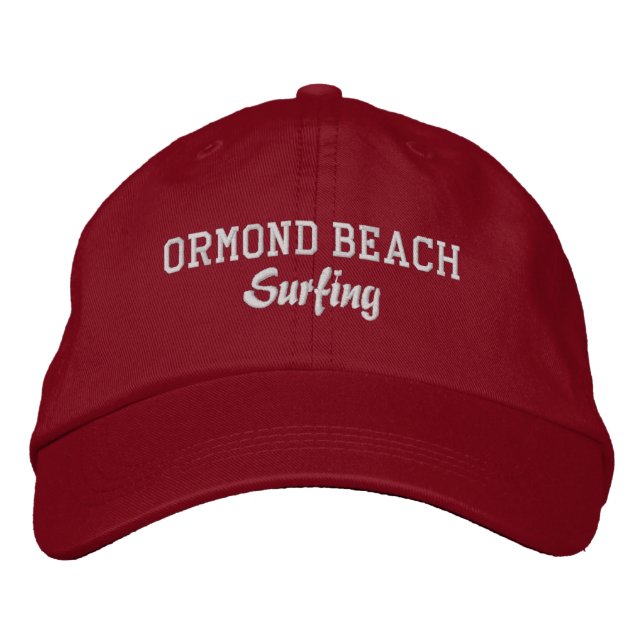 Ormond Beach Surfing Embroired Baseball Hat Broderad Keps (Framsida)