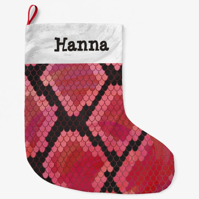 Ormsvart och rött stor julstrumpa (Framsidan)