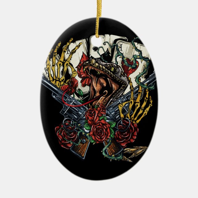 Ormvapen- och ropokerkort julgransprydnad keramik (Framsidan)