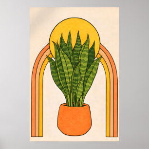 Ormväxt Regnbågsaffisch, Boho Botanisk Vägg Poster