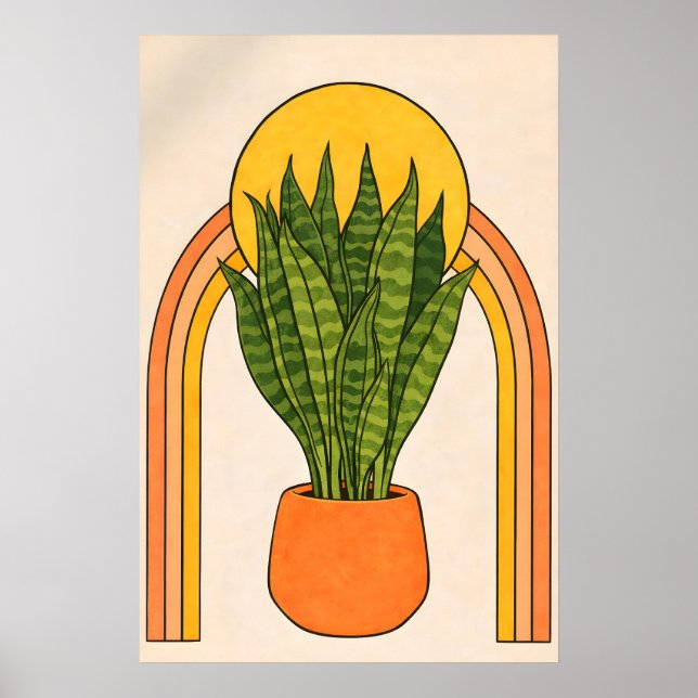 Ormväxt Regnbågsaffisch, Boho Botanisk Vägg Poster (Framsidan)