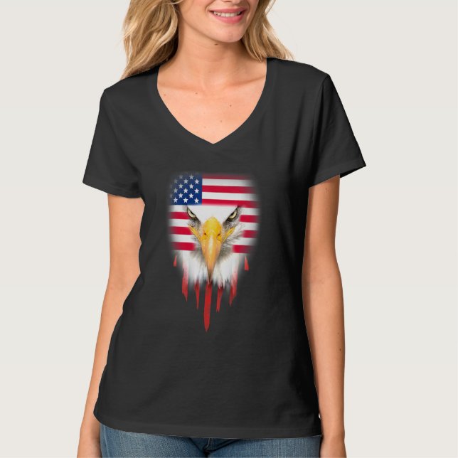 Örn 4:e juli Amerikanska Flagga Patriotic Fre T Shirt (Framsida)