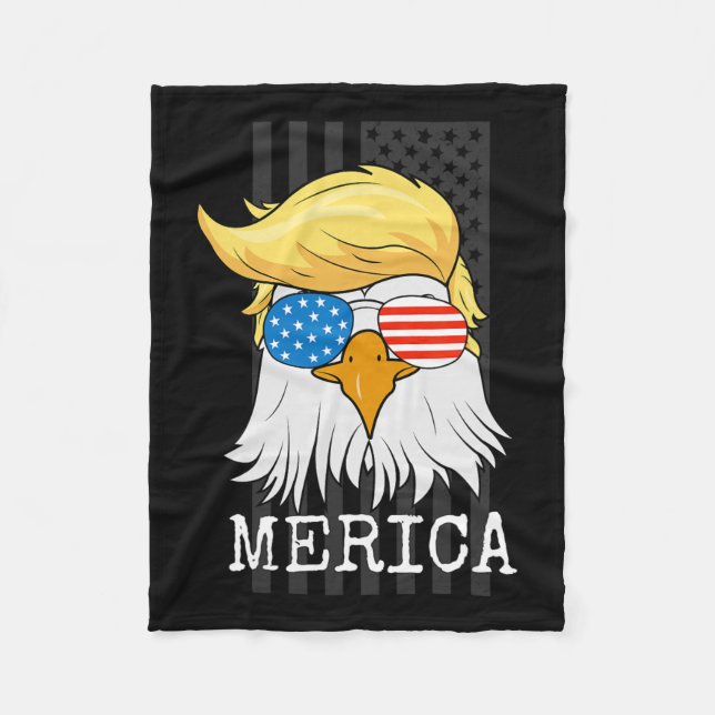 Örn 4:e juli: Trump American Flagga Funny G Fleecefilt (Framsidan)