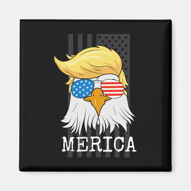 Örn 4:e juli: Trump American Flagga Funny G Magnet (Framsidan)