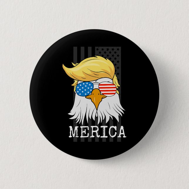 Örn 4:e juli: Trump American Flagga Funny Knapp (Framsida)