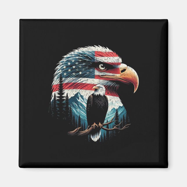 Örn American Flagga för 4:e juli Red White Magnet (Framsidan)
