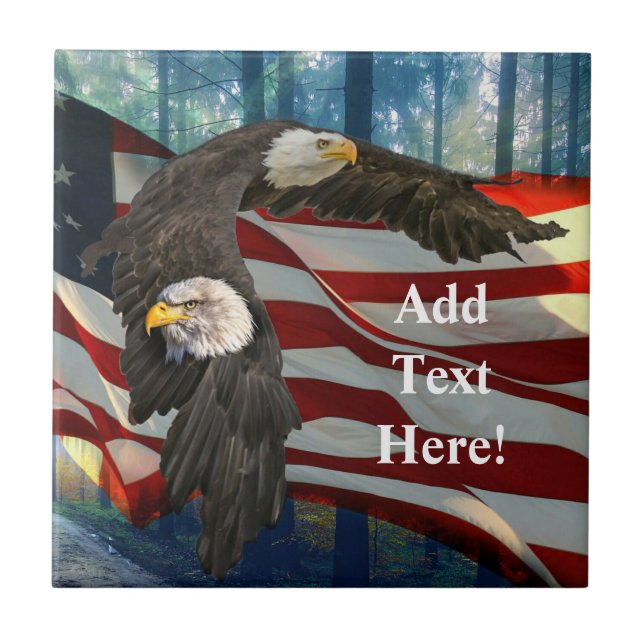 Örn American Flagga Kakelplatta (Framsidan)
