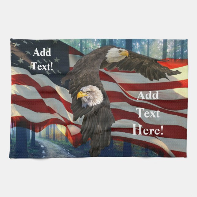 Örn American Flagga Kökshandduk (Horisontell)