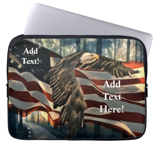 Örn American Flagga Land Road Laptop Sleev Fodral (Framsidan)